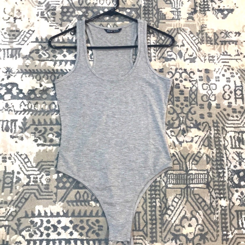 Solid gray tank top bodysuit